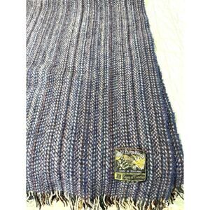 Vintage Scottish Pure Wool Blanket Throw Edgar of Scotland 47x60 Fringe Blues